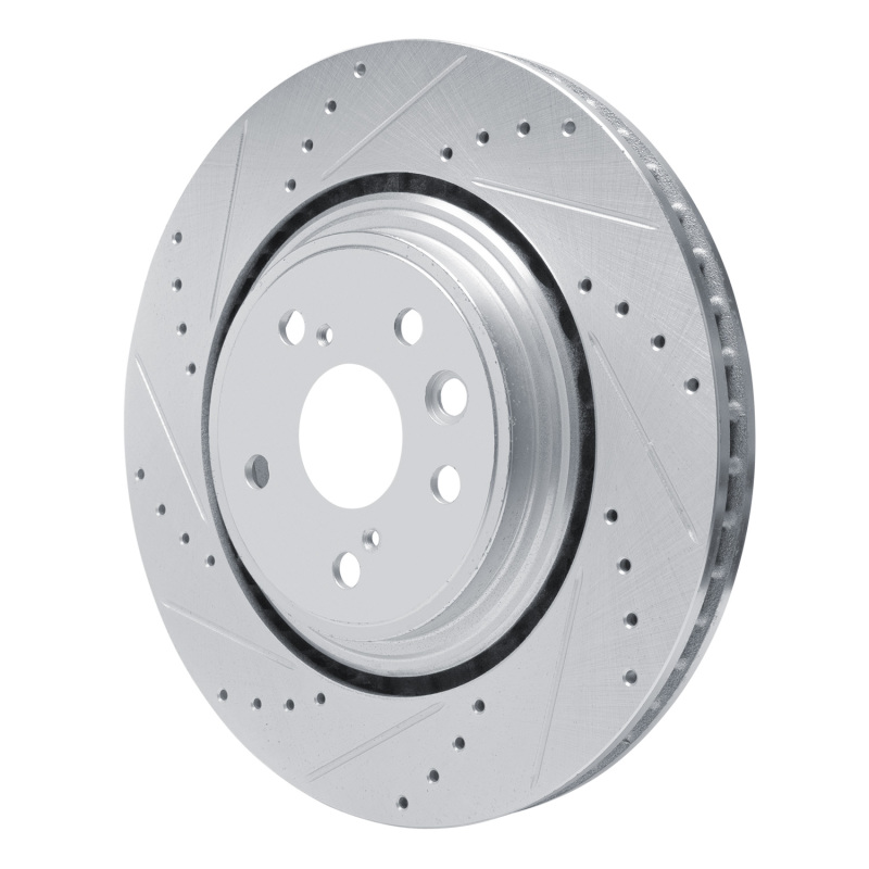 Lexus RX350h Brake Rotor (1) - Front Left - R1 Concepts - Drilled & Slotted - Silver - `20-`25